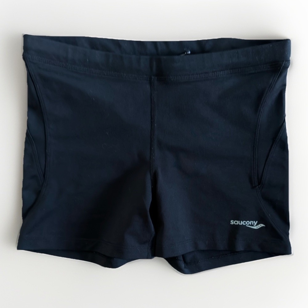 Saucony Running Compression Shorts Womens Black Athletic Pocket Size S